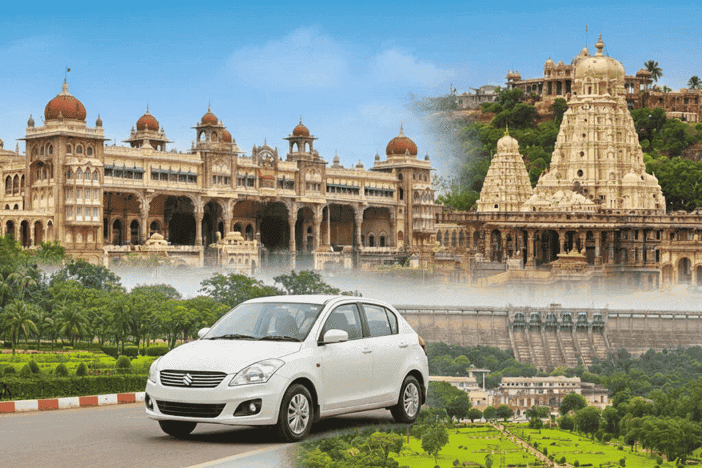 Round trip car route near heritage palace landmarks